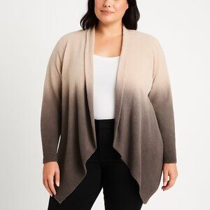 Barefoot Dreams cozy ombre open knit drape cardigan 1X